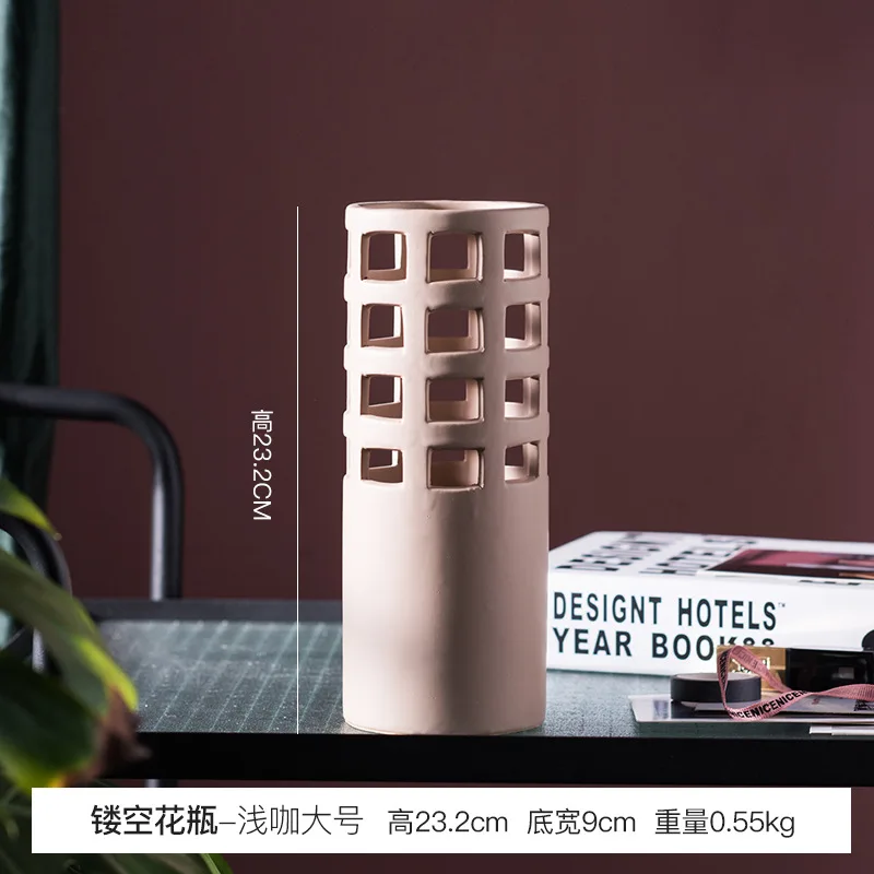 Nordic Creative Fairy Tale House Cartoon House Ceramic Vase Decoration Home TV Cabinet Decorative Vase for Wedding Decoration - Color: Pink