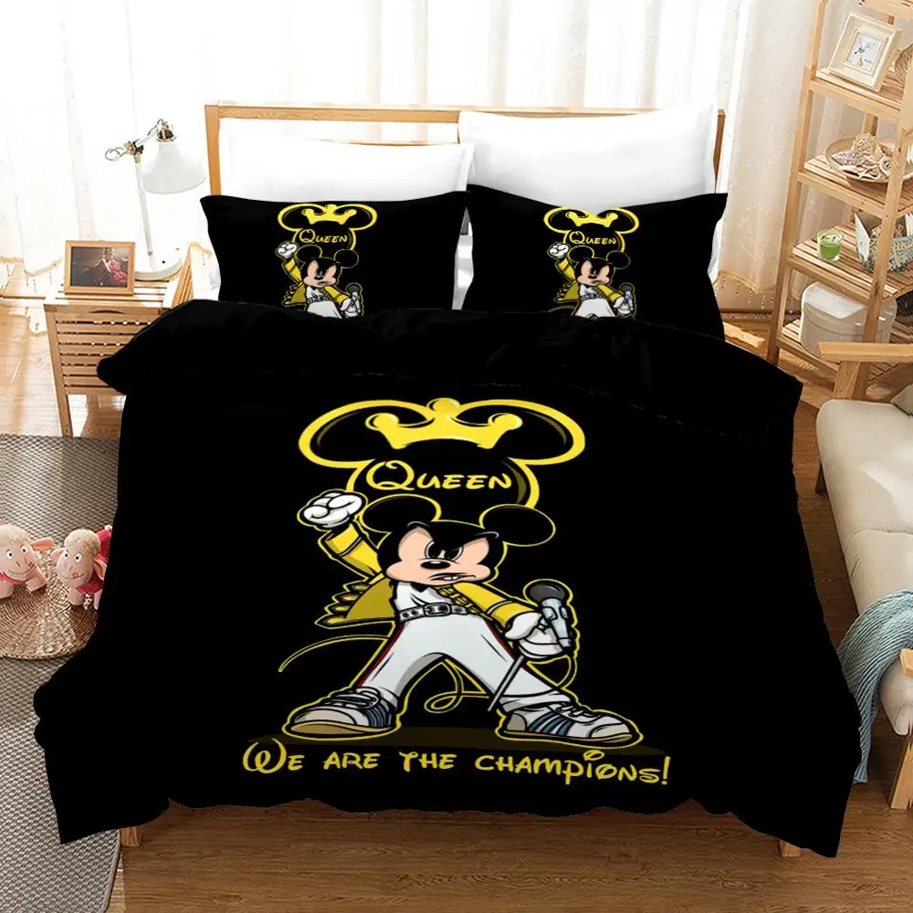 

Disney Music Mickey Mouse Bedding Set Twin Size Quilt Duvet Cover for Kids Bedroom Decor Boy's Bedspread Queen King 3 pcs 3D New