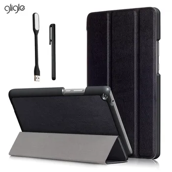 

gligle Slim leather case for Huawei MediaPad T3 8.0 KOB-L09 KOB-W09 tablet shell+Led+touch pen