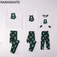NASHAKAITE/пижамы для всей семьи; сезон осень-зима; одежда для сна с принтом медведя для мамы, папы и детей; одежда для сна; одинаковые комплекты для семьи