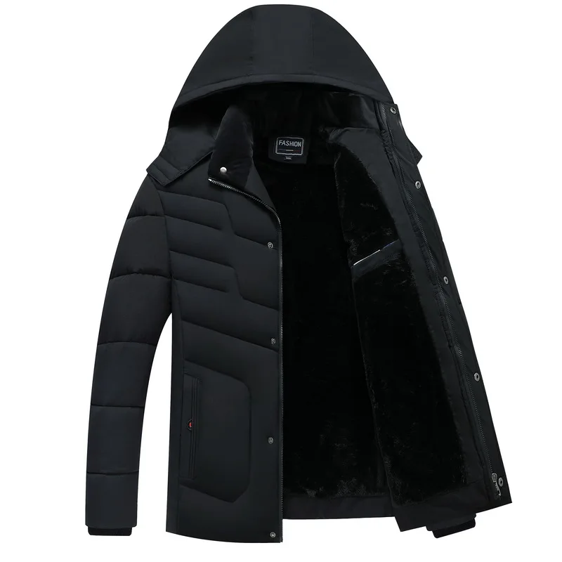 Новая зимняя куртка для мужчин, утолщенная Теплая мужская парка с капюшоном, флисовая Мужская куртка, верхняя одежда, меховое пальто, Jaqueta Masculina размера плюс, GA508