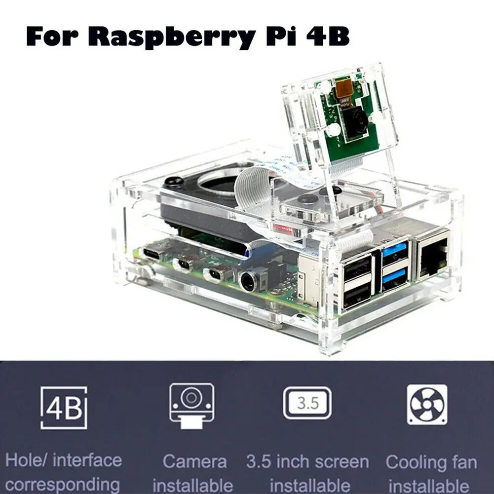 Raspberry Pi 4B корпус Raspberry pi макетная плата шасси прозрачная акриловая материнская плата коробка+ Вентилятор DIY Kit