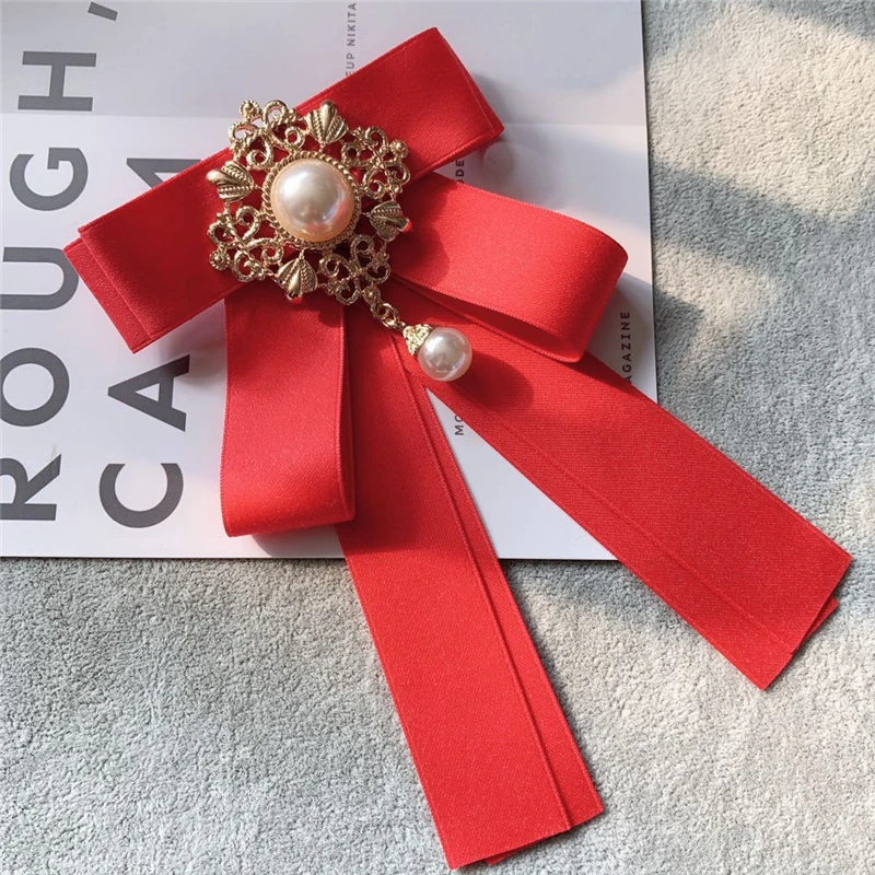 Broche De Lazo Pre-atado, Broche De Perlas, Diamantes De Imitación, Lazo Para El Cuello, Lazo Para Mujer, Fiesta De Boda, Ribbon, Cristal Perla