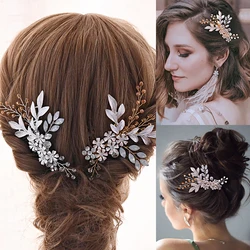 Delicate Silver Golden Bridal Hair Jewelry Hair Clips Wedding Hair Comb Alloy Flower Bride Hair Pins for Bridal Hair Accessories