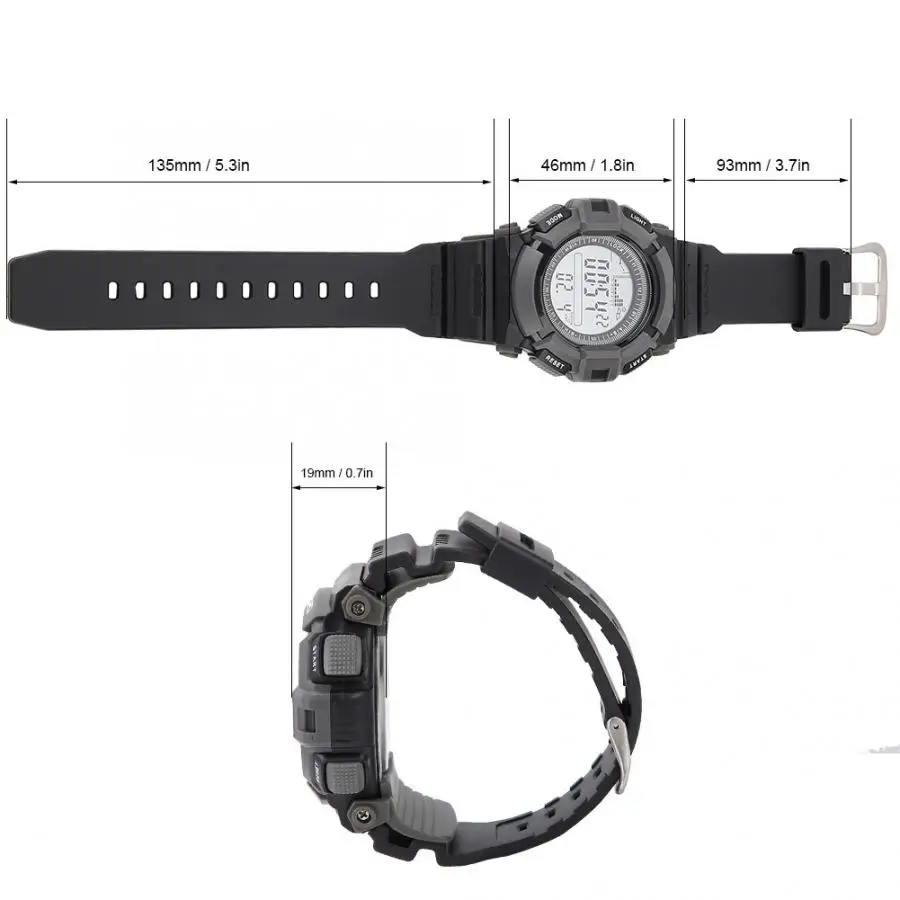 SUNROAD Мужские Цифровые многофункциональные спортивные часы, барометр для рыбалки, альтиметр, термометр для альпинизма, пешего туризма, бега, походные часы