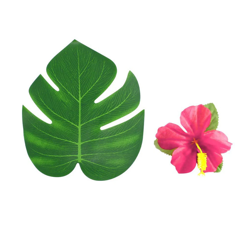 Искусственные листья цветы искусственные Гибискус Цветы Luau Мауи Моана украшение стола ткань 1 Набор для дня рождения Пляж Свадьба