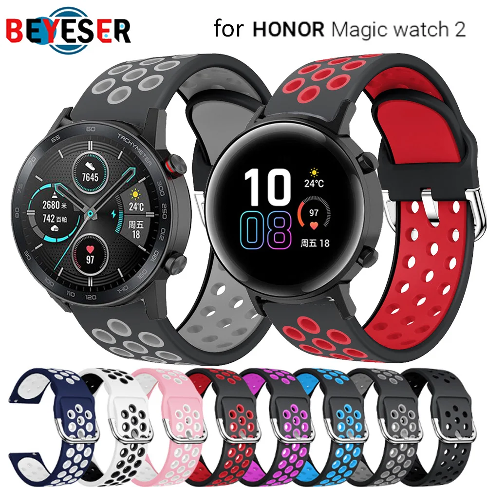 

Ремешок силиконовый для часов Honor Magic Watch 2 42 мм 46 мм, браслет для Huawei Watch GT 2, 20 мм 22 мм
