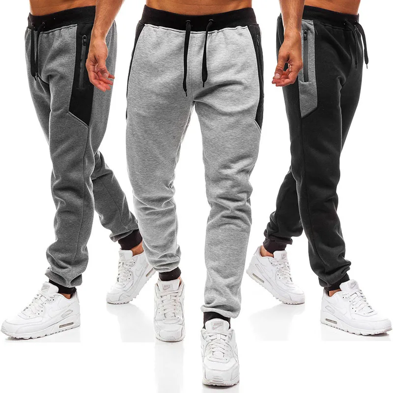 

AliExpress Wish Hot Sales MEN'S Sweat Pants Zipper Pocket Screw Type Color Block Design