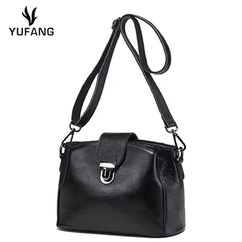 

YUFANG Genuine Leather Ladies Handbag Elegant Trendy Women Messenger Bag Hasp Zipper Female Shoulder Bag Leisure Daily Bag