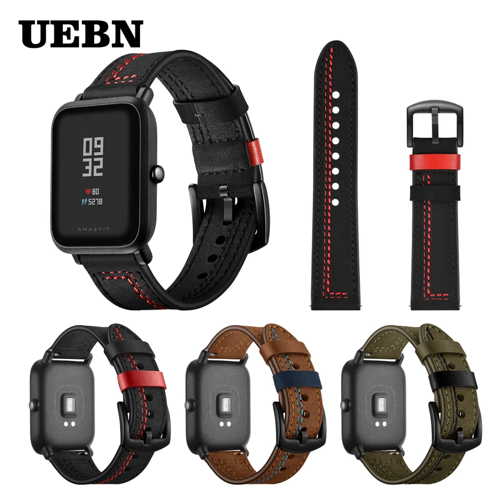 UEBN 20 мм роскошный кожаный ремешок для Huami Amazfit bip GTS& GTR 42 мм ремешок для samsung gear S2 спортивный браслет Ремешки для наручных часов