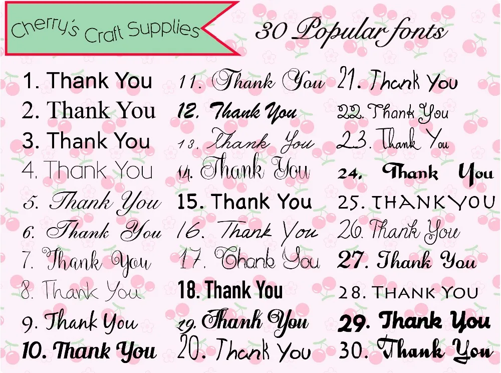 CX1 - 30 popular fonts