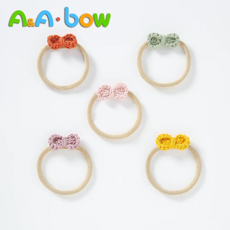 1 PCS Flower Nylon baby Girl Headband Vintage Knitted Bows Hair Elastic Hairband for Baby Girls Headwear Accessories Cute | Детская
