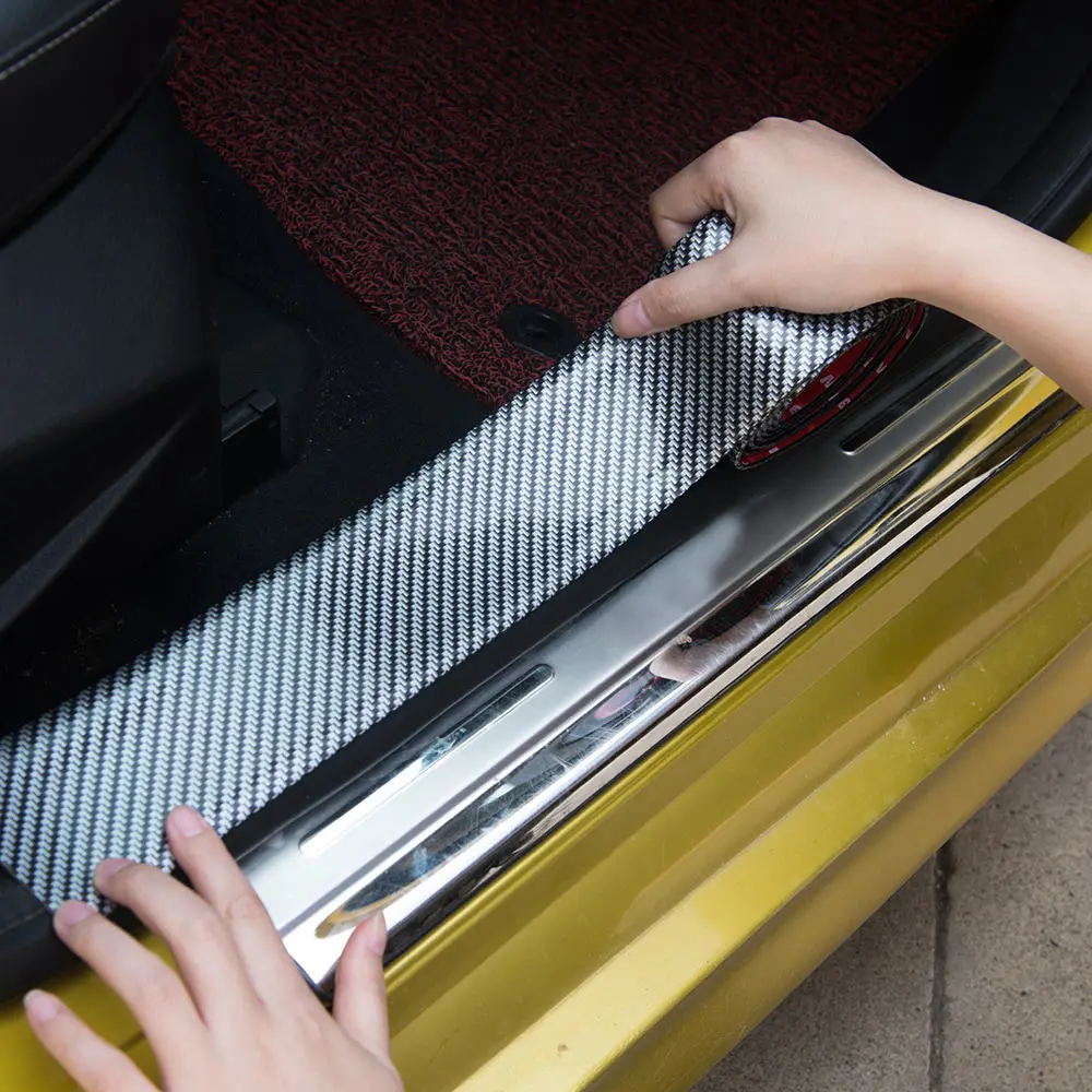 

Car Stickers 5D Carbon Fiber Rubber Styling Door Sill Protector Strip For Focus Honda Jeep NISSAN OPEL RENAULT Lada Accessories