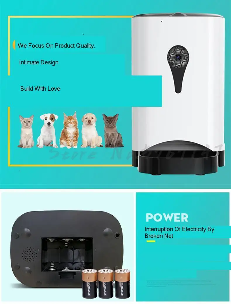 Автоматическая кормушка для кошек и домашних животных, количественное кормление собак, кошек, умная камера, контроль за питанием собак