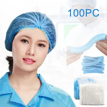 

Disposable Non-woven Dust-proof Strip Cap Elastic 100 Protection Fabric Dust Anti Dust Hat Women Men Bath Caps for Spa Hair #L5