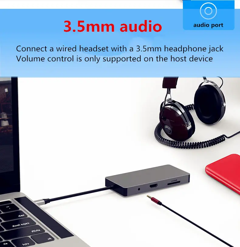USB HUB-c expansion dock USB3.0 SD TF HDMI VGA 3.5mm audio Ethernet interface for huawei xiaomi Mac