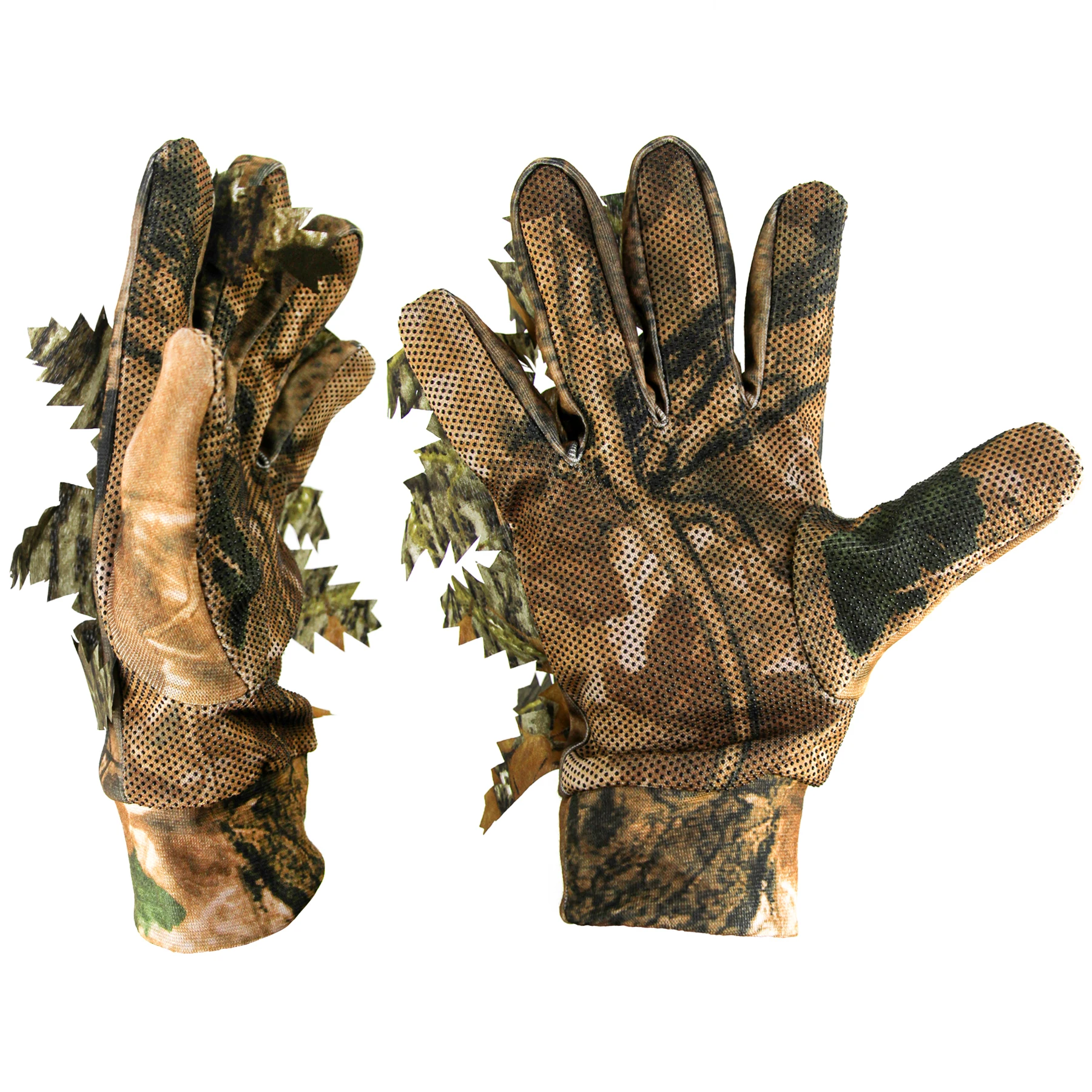 1 Pair 3D Leaf Camo Gloves Full Finger For Outdoor Hunting Fishing Shooting Camo Gloves Unisex Cycling Mittens sports gloves finger gloves tactical gloves