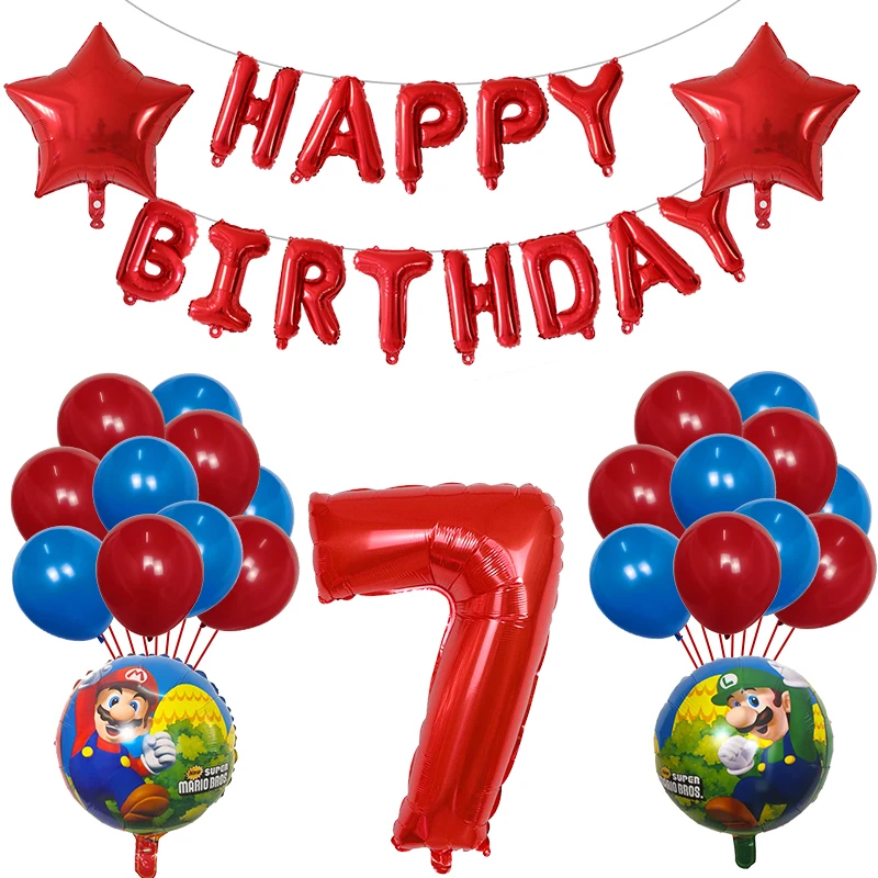 38 шт воздушные шары "Супер Марио" 30 дюймов Количество воздушных шаров мальчик девочка день рождения Братья Марио и Луиджи майлар воздушный шар украшения для детских игрушек