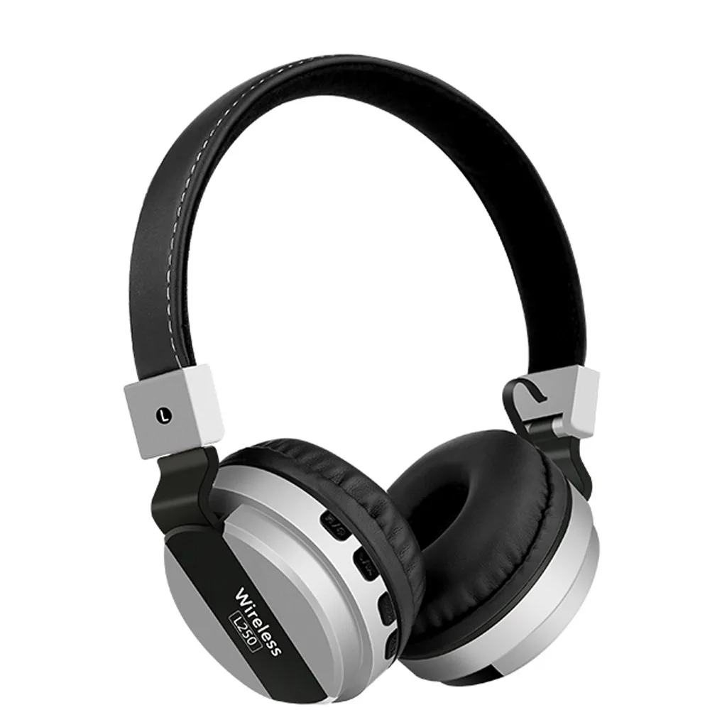 Беспроводной Bluetooth 4,2 стерео OverEar складные белковые кожаные наушники шумоподавление наушники Встроенный микрофон#10 - Цвет: Серебристый