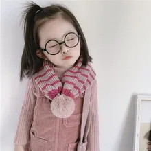 Трикотажные зимние тёплые шарфы для мальчиков и девочек, вязаный шейный платок с помпоном, шарф для детей, аксессуар для шеи