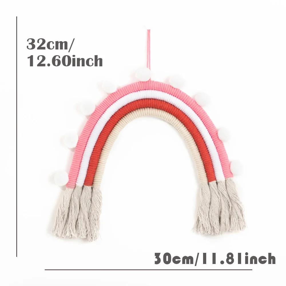 Pink White Ткацкий орнамент ручной работы, Настенный декор, для дома, радужные украшения, аксессуары, скандинавский декор, для детской комнаты, настенный светильник HM0005 - Цвет: Pink White