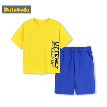 

Balabala Boys set children two-piece summer 2020 new loose sports set cotton round neck short sleeve shorts