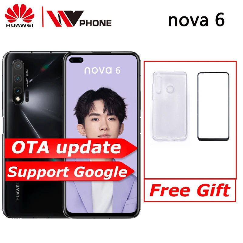 

Original Huawei Nova 6 Smartphone 40MP AI Cameras Cellphone 32MP Front Camera 6.57'' Full Screen Kirin 990 Android 10 4G Version