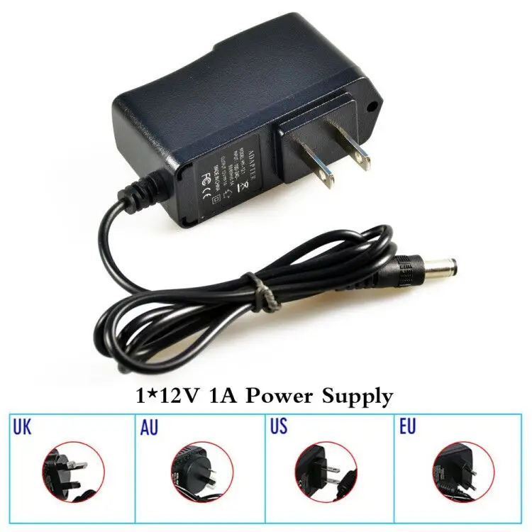 ЕС/США/Великобритания/австралийская штепсельная розетка AC 100-240V к DC 12V 1A 1000mA блок питания 5,5mm x 2,1-2,5mm для 3528 полосы светодиодный или CCTV камеры
