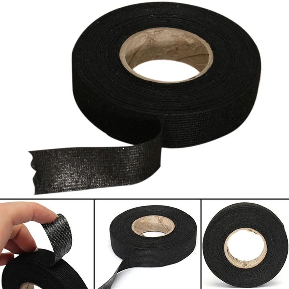 15M Wire Harness Tape Heat Resistant Wiring Loom Harness Self-Adhesive Felt Cloth Electrical Flame Retardant Tape For Automotive Door Handles