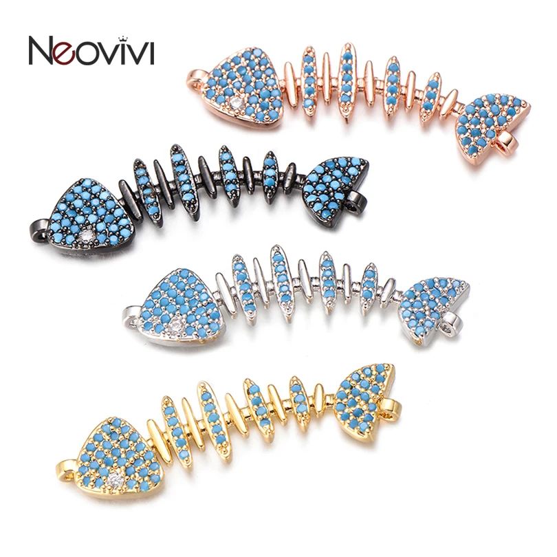 Neovivi Шарм Рыбная кость подходящие Браслеты и ожерелья микро проложить синие