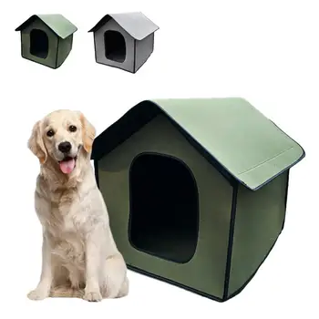 

Pet House Foldable Bed With Mat Soft Winter Leopard Dog Puppy Sofa Cushion House Kennel Nest Dog Cat Bed For Small Medium Dogs