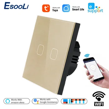 

Tuya/Smart Life/ewelink 1/2 Gang 1 Way EU Standard WiFi Wall Light Touch Switch for Google Home Amazon Alexa Voice Control