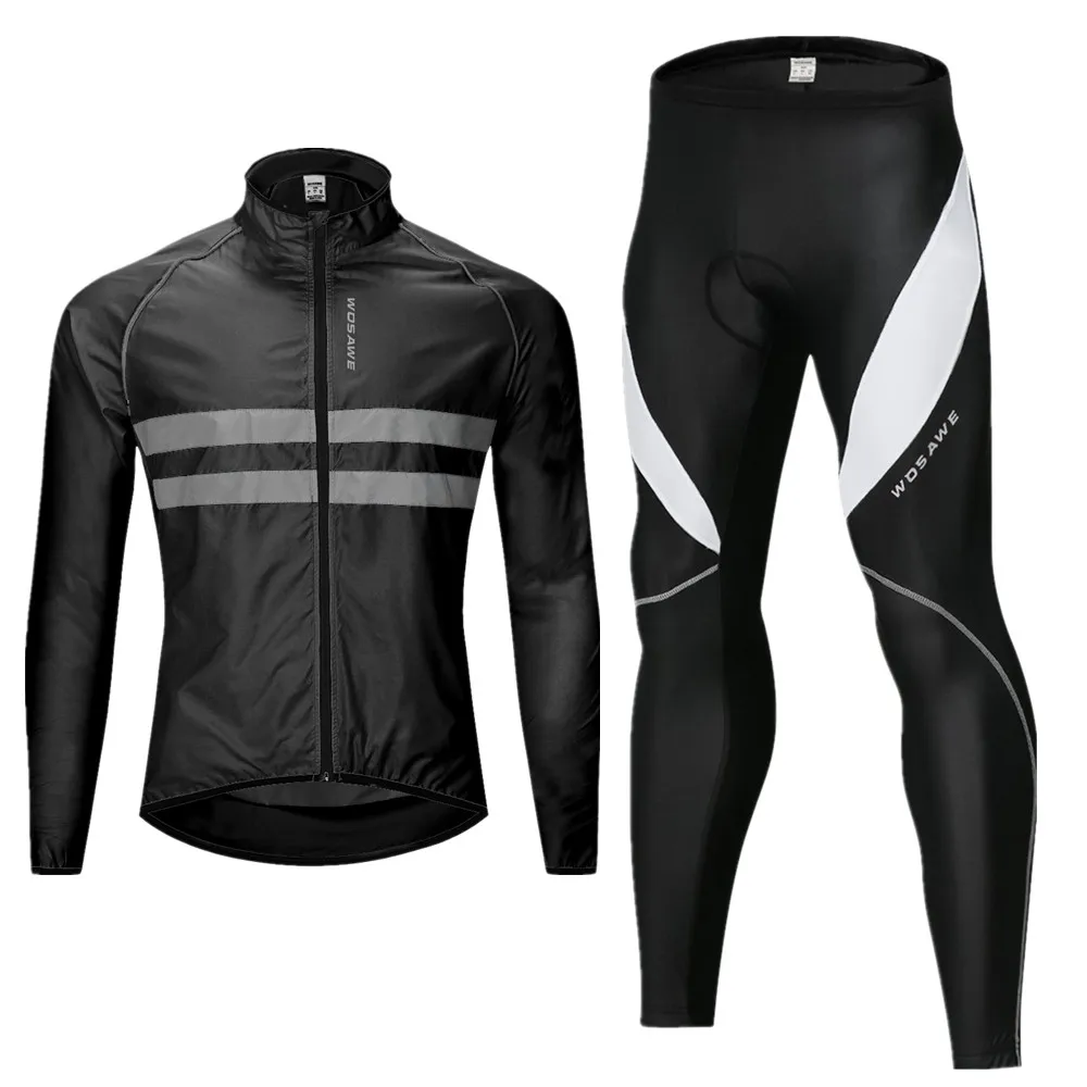 WOSAWE Cycling Jacket pocket Windbreaker Windproof Water Repellent Breathable Light Weight Bike Riding Jackets Reflective Coat
