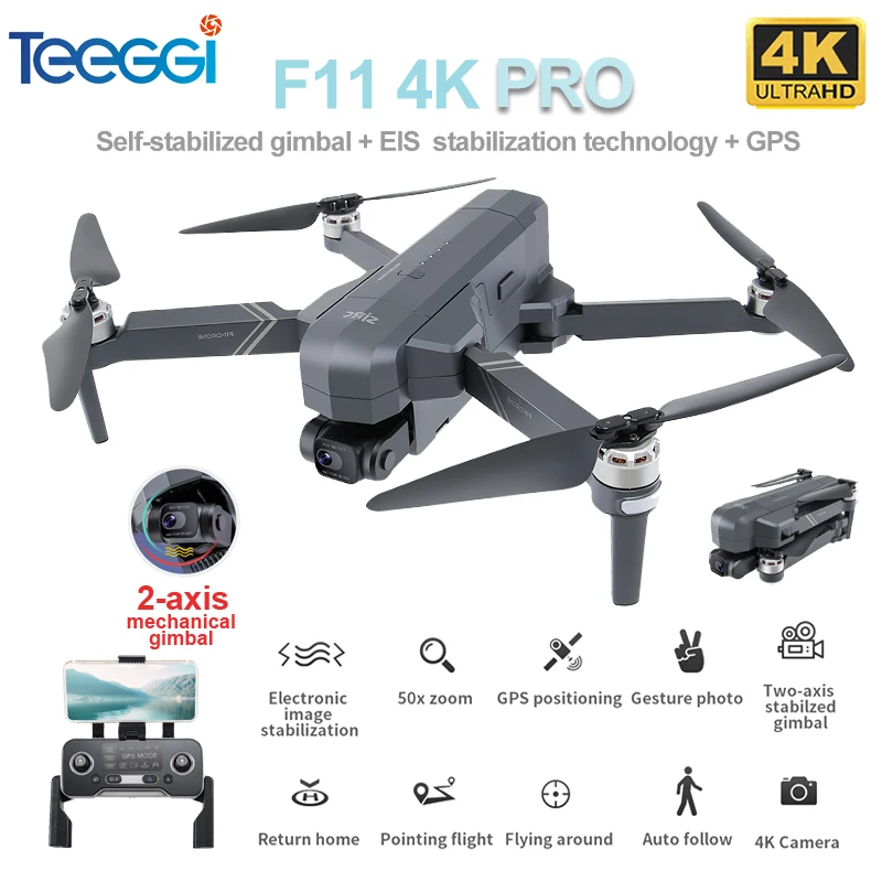 

SJRC F11 PRO 4K GPS Drone With WiFi FPV 4K HD Camera Two-axis Anti-shake Gimbal Brushless RC Drone Quadcopter VS SG906 Pro 2 Dro