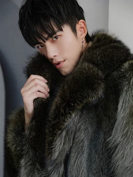 

Winter Real Fur Coat Men Long Natural Raccoon Fur Jacket Warm Luxury Coat Men Overcoat Winter Fur Jackets 18150-2 KJ3441