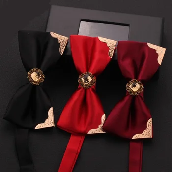 

2020 New Fashion Men's Bow Ties Wedding Double Fabric Diamond BowTie Party Bridegroom Show Formal Butterfly Tie with Gift Box