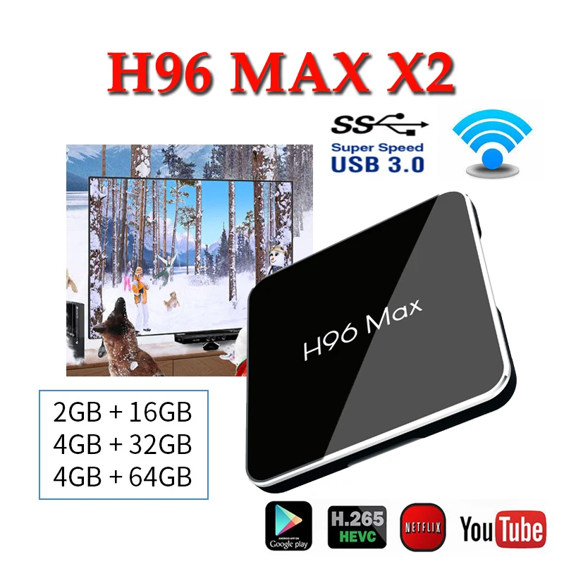 

Android tv set top box smart console H96 MAX X2 tv boxes 4GB 64GB 4K X96Max S905X2 Quad Core smart tv box support youtube
