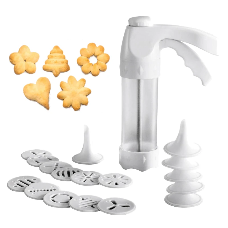 

Cookie Press Kit Machine Cookie Making Cake Decoration 12 Press Molds & 6 Pastry Piping Nozzles Cookie Tool Biscuit Maker