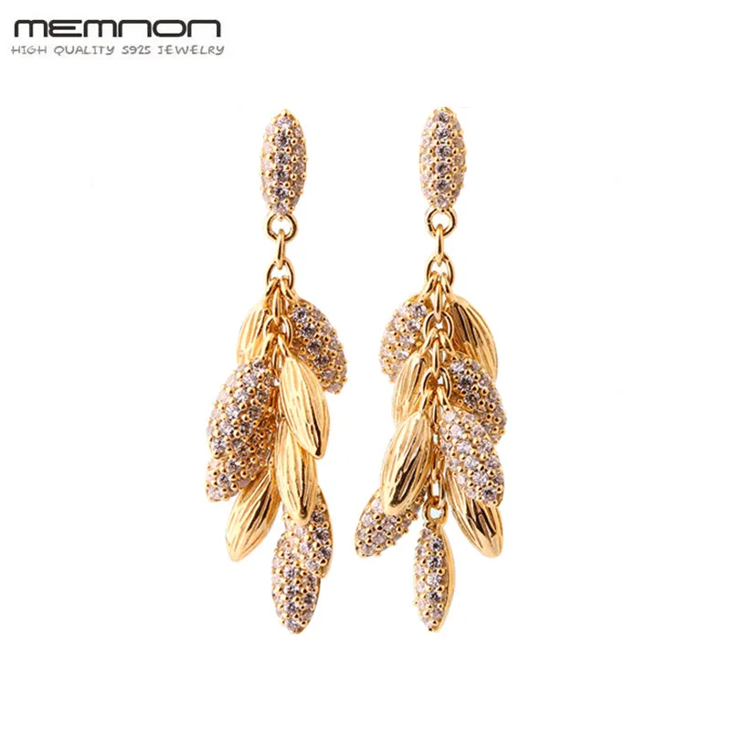 

Memnon Limited edition floating grains gold earrings for women 925 sterling silver drop earring plata de ley 925 fine jewelry