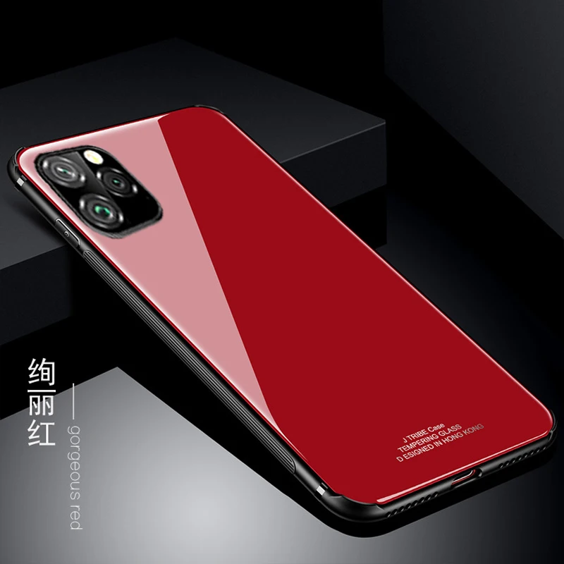 red YueTuo роскошный стеклянный чехол для телефона capinha, etui, coque, чехол, чехол для iphone 11 pro max 11pro для apple iphone 11 Аксессуары - Цвет: red