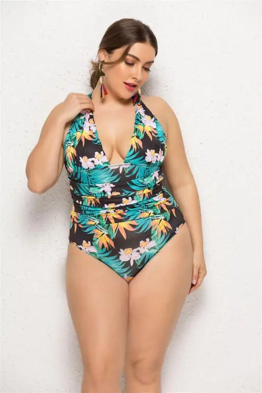 

One-piece Sexy Lady Fertilizer Plus-size Printing Sw