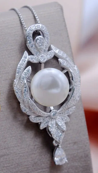 White pearl MeiBaPJ, 11-12 мм, большой настоящий пресноводный жемчуг, модное ожерелье с подвеской в виде крыльев, серебро 925 пробы, хорошее свадебное ювелирное изделие для женщин - Цвет камня: White pearl