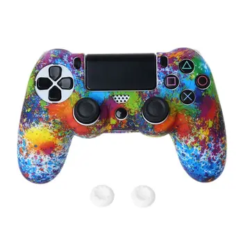 

1Set Star Skull Case Silicone Protective Cover with Joystick Cap for PS4 Handle