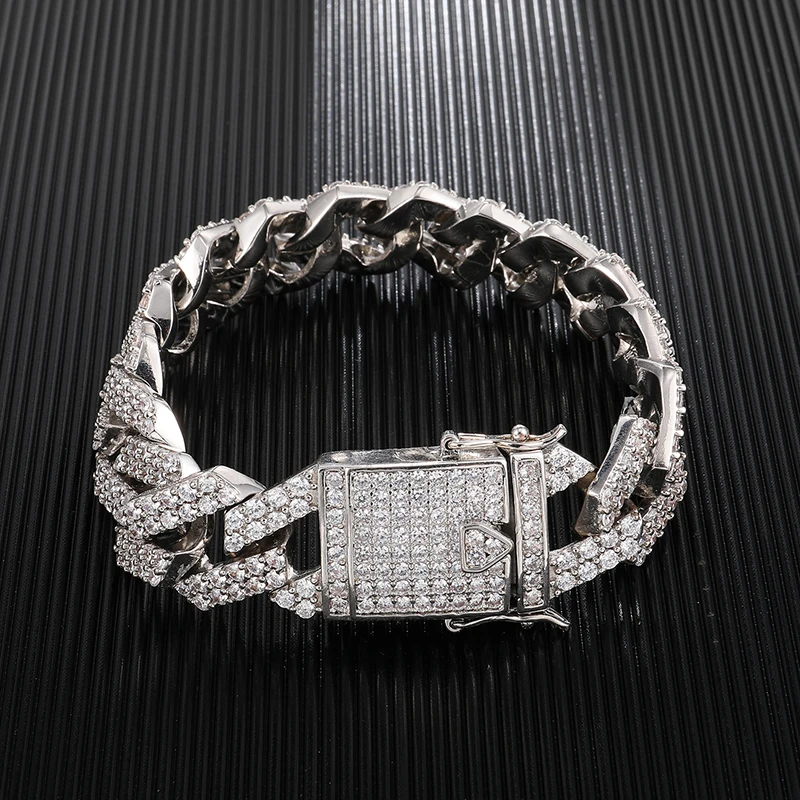 Хип-хоп 18 мм Bling Heavy CZ Iced Out, кубинская звеньевая цепь, полный кристалл, мужской браслет, ожерелье для мужчин, рэппер, ювелирное изделие 1"-24"