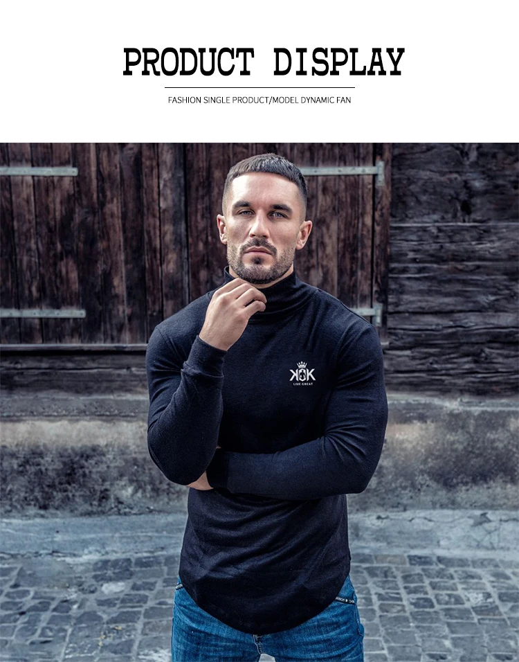 suéter de Otoño Invierno para hombres, Джерси, Повседневное de Цвет твердых de cuello alto para hombres, pulóveres de algodón de p