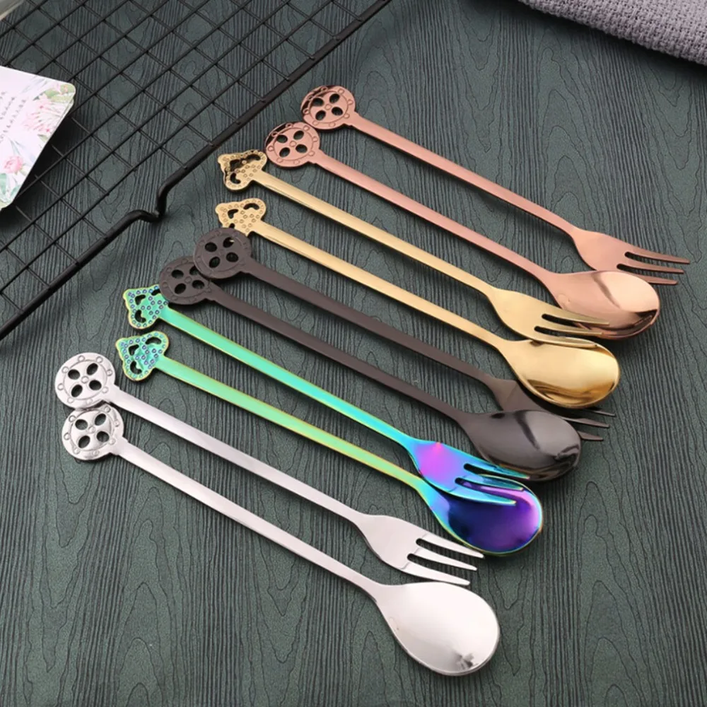 

Korean Version Spoon Stainless Steel Upscale Dinnerware Flatware Dessert Fork Luxury Cutlery Teaspoon Snail Cake Fruit Fork
