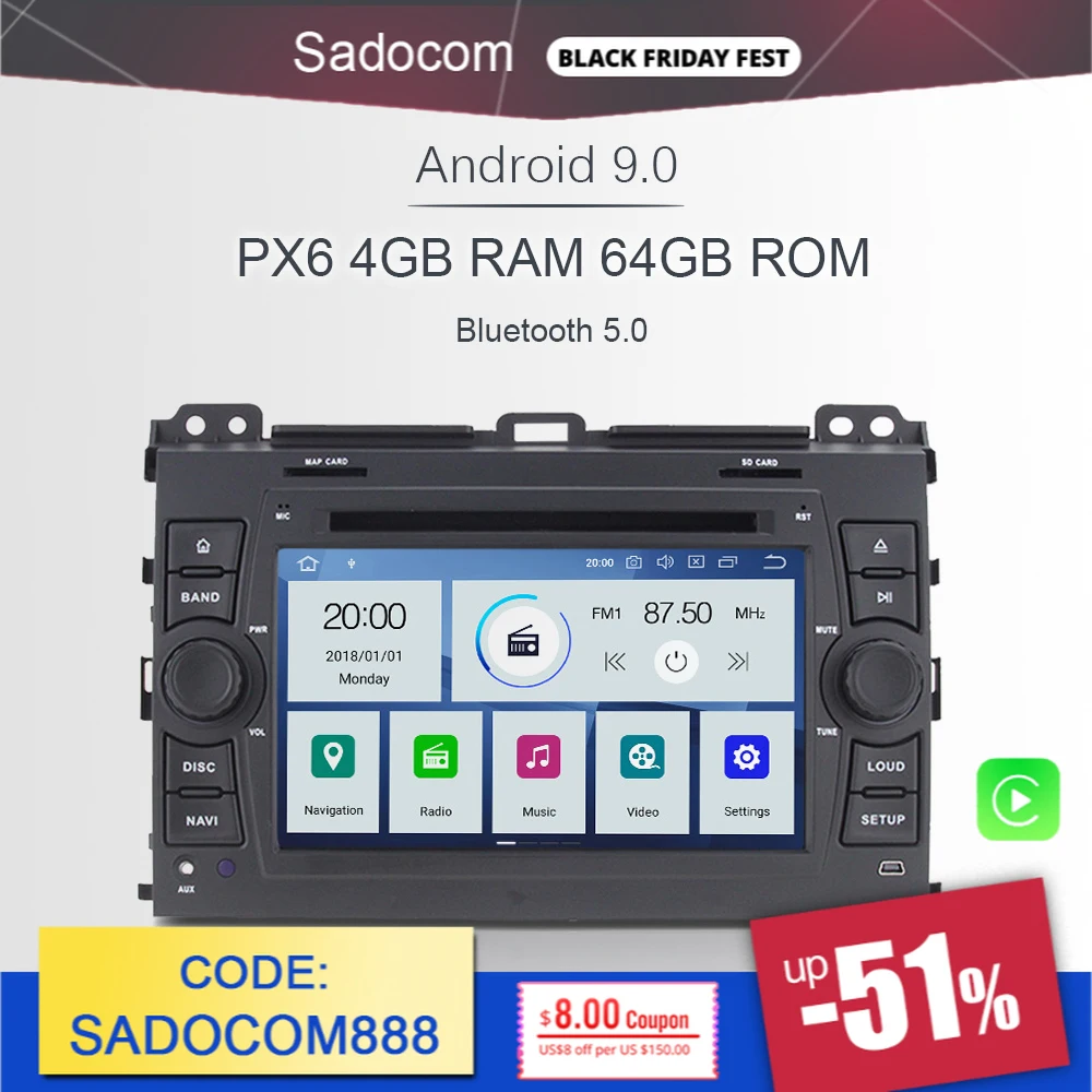 7 &quotPX6 2 din Android 10 0 автомобильный dvd плеер 6 ядер 64 Гб ПЗУ 4 оперативной памяти