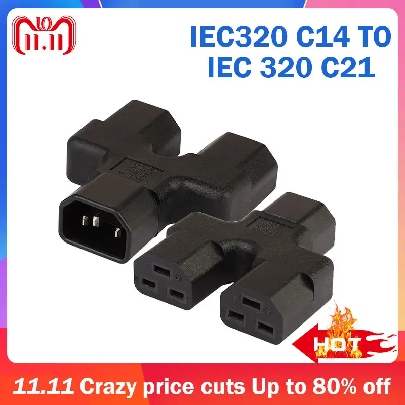 C14 2 * C21 два в одном адаптер питания IEC320 IEC 320 C21|Электрические вилки| |