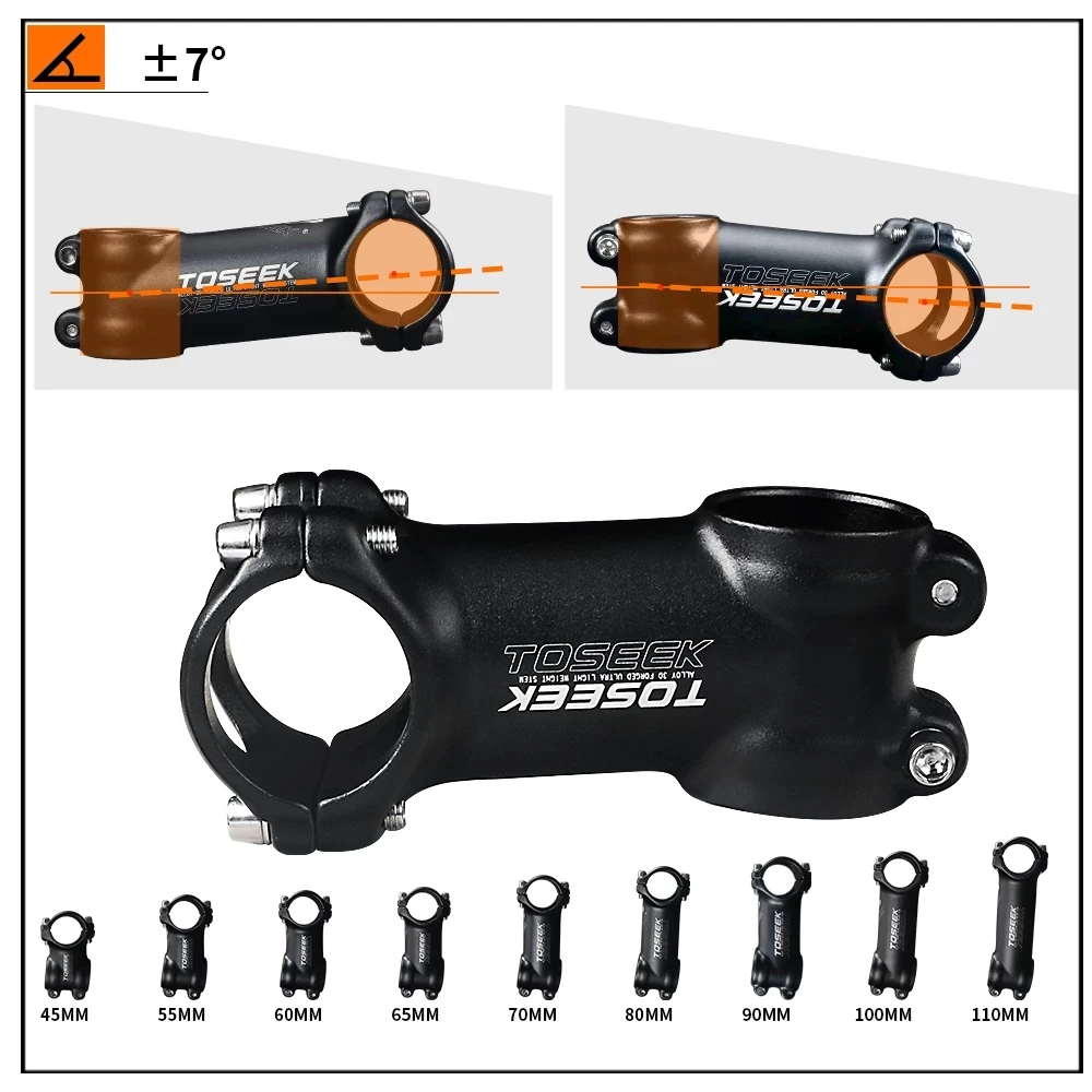 Bicycle Stem Ultralight Aluminum 7 Degrees MTB Mountain Bike 31.8 x 45/55/60/65/70/80/90/100/110mm Accessories