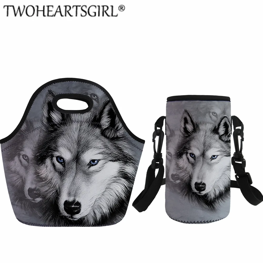 Z1858Z20-Z18 Twoheartsgirl Blue Wolf сумка для обеда для мужчин и женщин Изолированная коробка-сумка для обеда семейная сумка для пикника Рабочие Сумки для обеда детская крышка для бутылки - Цвет: Z1858Z20-Z18